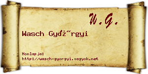 Wasch Györgyi névjegykártya